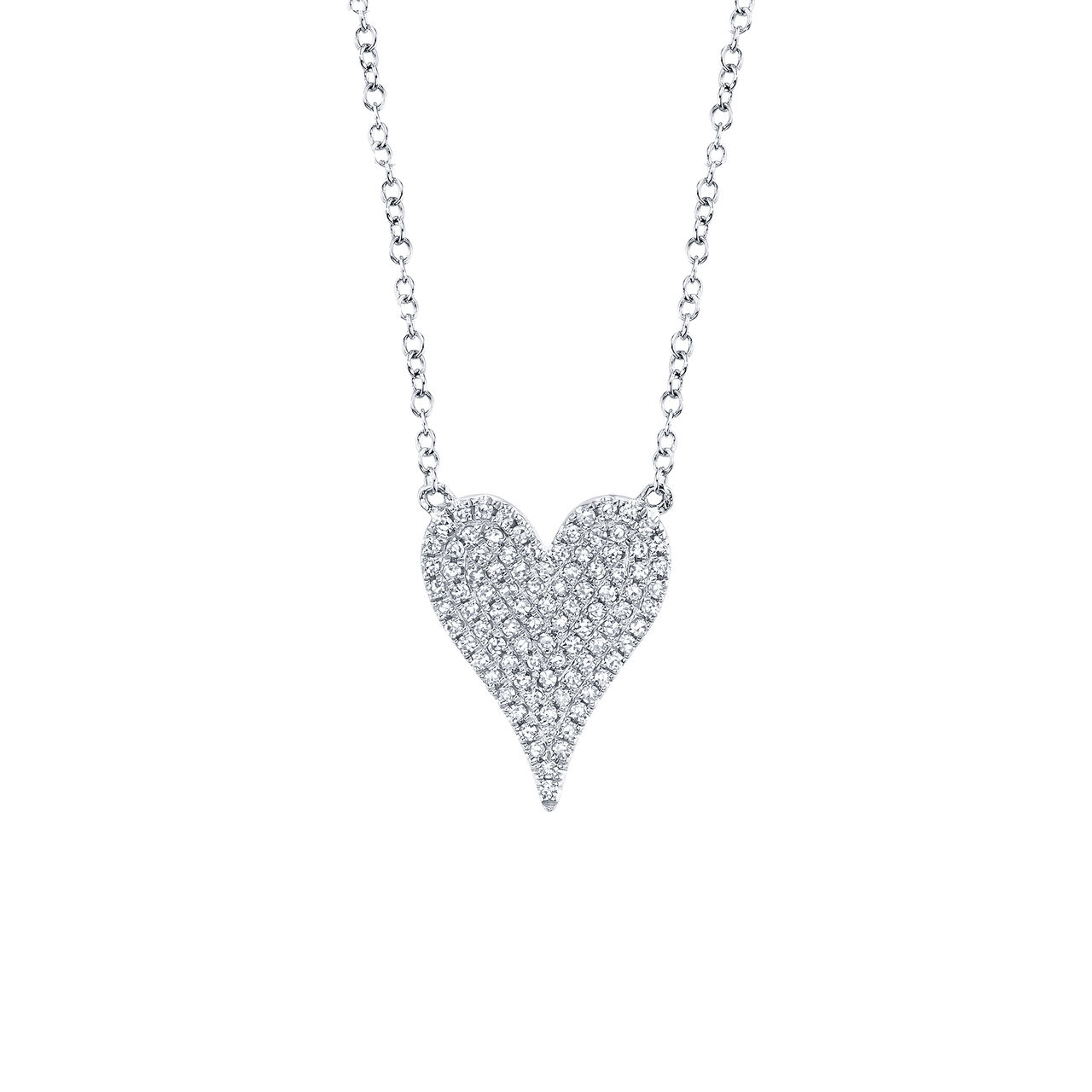White Gold Heart Pendant with Diamond Pave image number 0